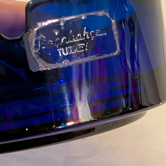 Vintage Cobalt Blue Glass Ashtray - Pasabahce Turkey - 4 Slots - 4.25 inches - Picture 8 of 8